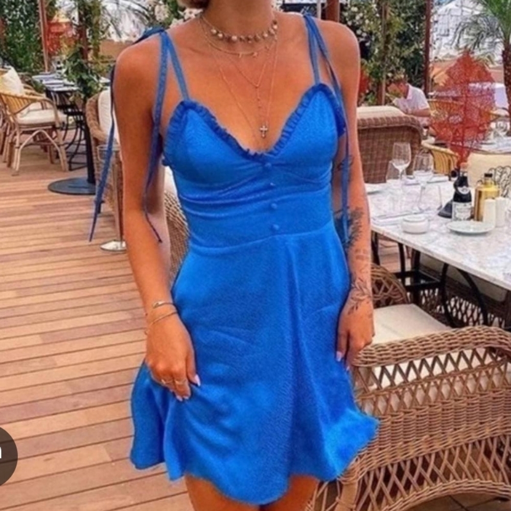 Zara Vibrant Blue Textured Dress